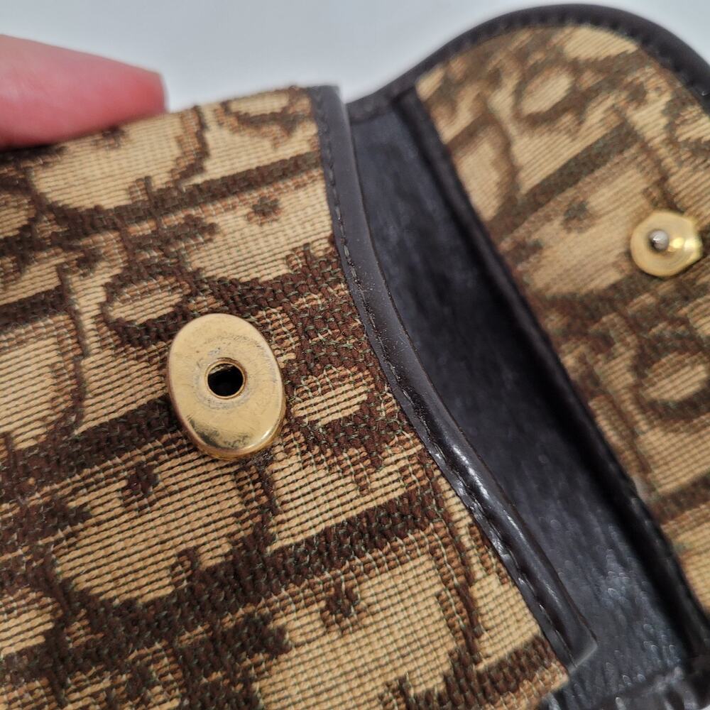 Auth Christian Dior Monogram Trotter Coin Case Brown Small Wallet Compact Retro - Picture 6 of 11